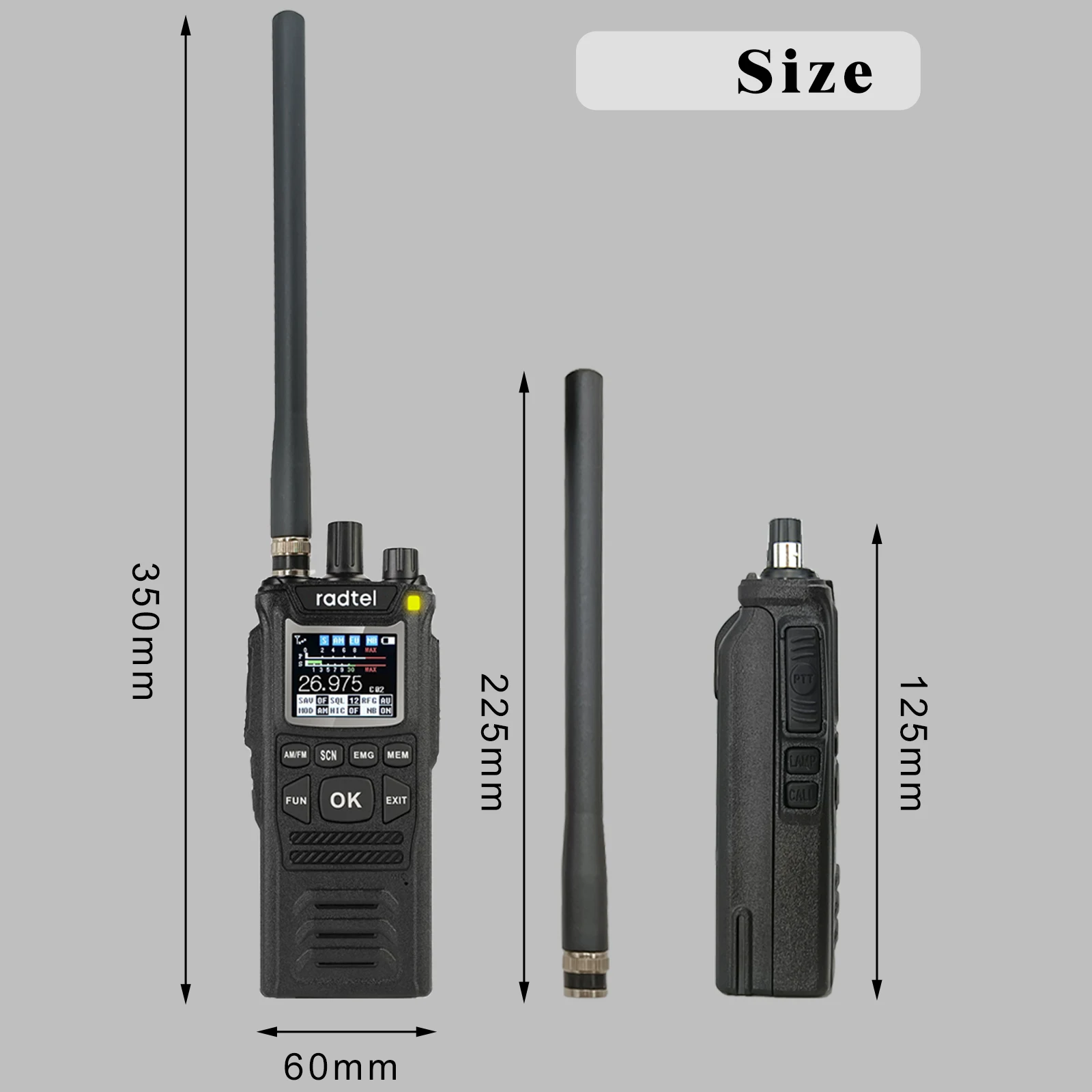 New! CB-10 Handheld Walkie Talkie 27MHz CB Radio HAM Transceiver 4W 12V AM/FM CB channels 26-27MHz 4100hAm Battery for truck 6