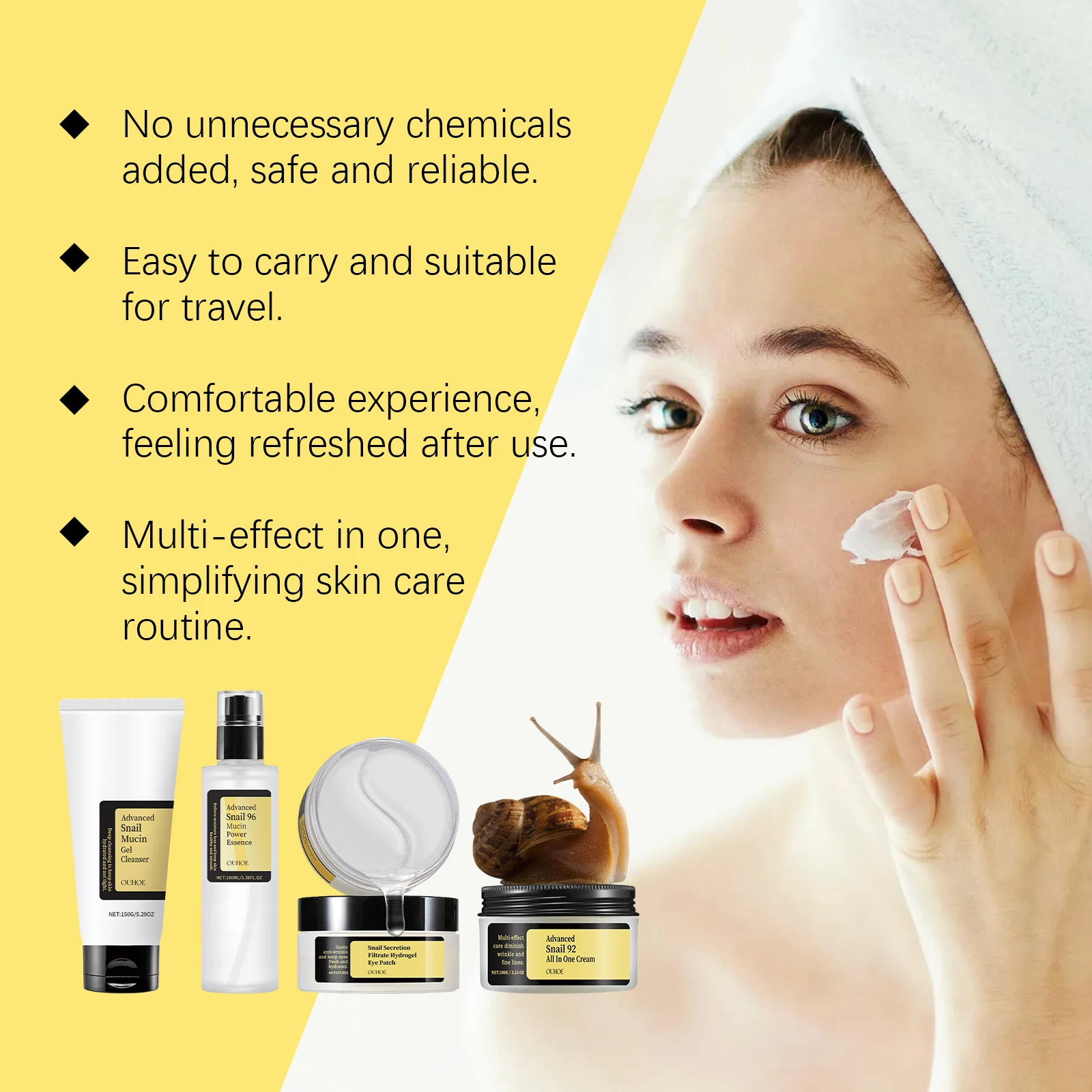 Snail Mucin Skin Care Set Fade Fine Lines Repair Tighten Firming Moisturizing Smooth Glow Brightening Facial Essence Gift Box