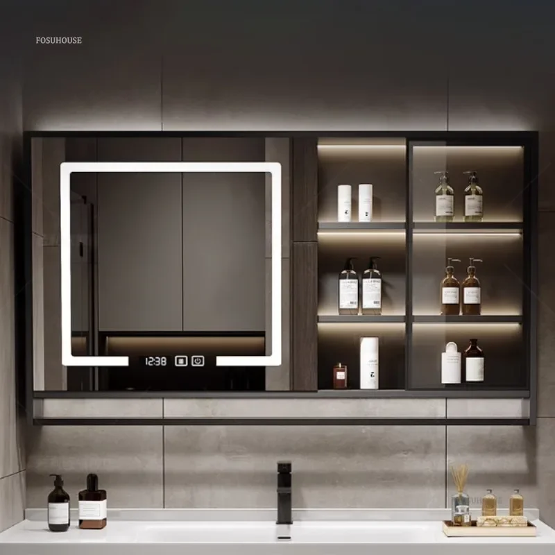 Nordic Smart Bathroom Mirror Cabinet Separate Wall-mounted Simple Bathroom Dressing Storage Cabinets Furniture E
