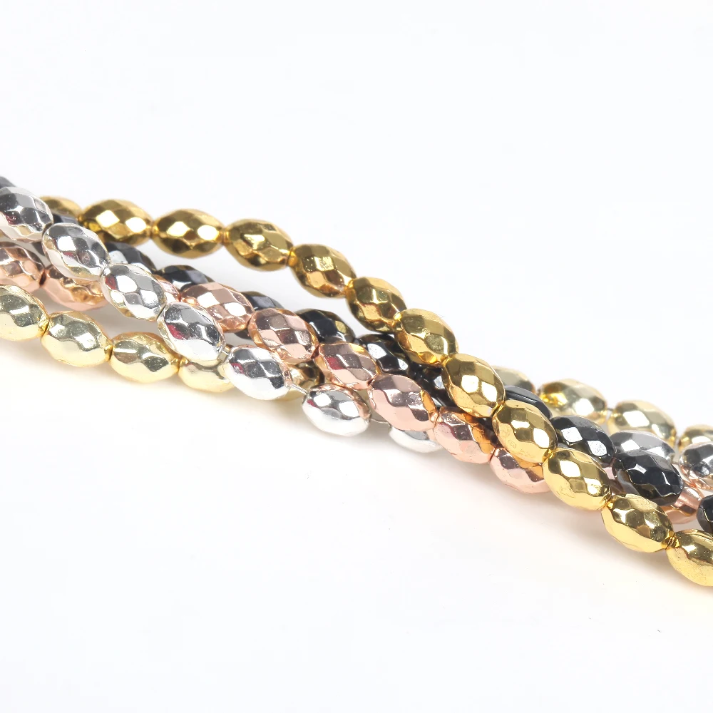Natürliche Stein 3x5mm Bunte Überzogen Facettierte Reis Form Hämatit Charms Spacer Perlen Für Schmuck Machen Diy Armband zubehör – Detail 13