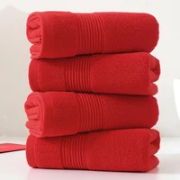 Red Cotton Towels Wedding Gift Face Towel Solid Color Soft Thick Towel 34*74cm for Adults Kids Home Bathroom Toalla Serviette 1