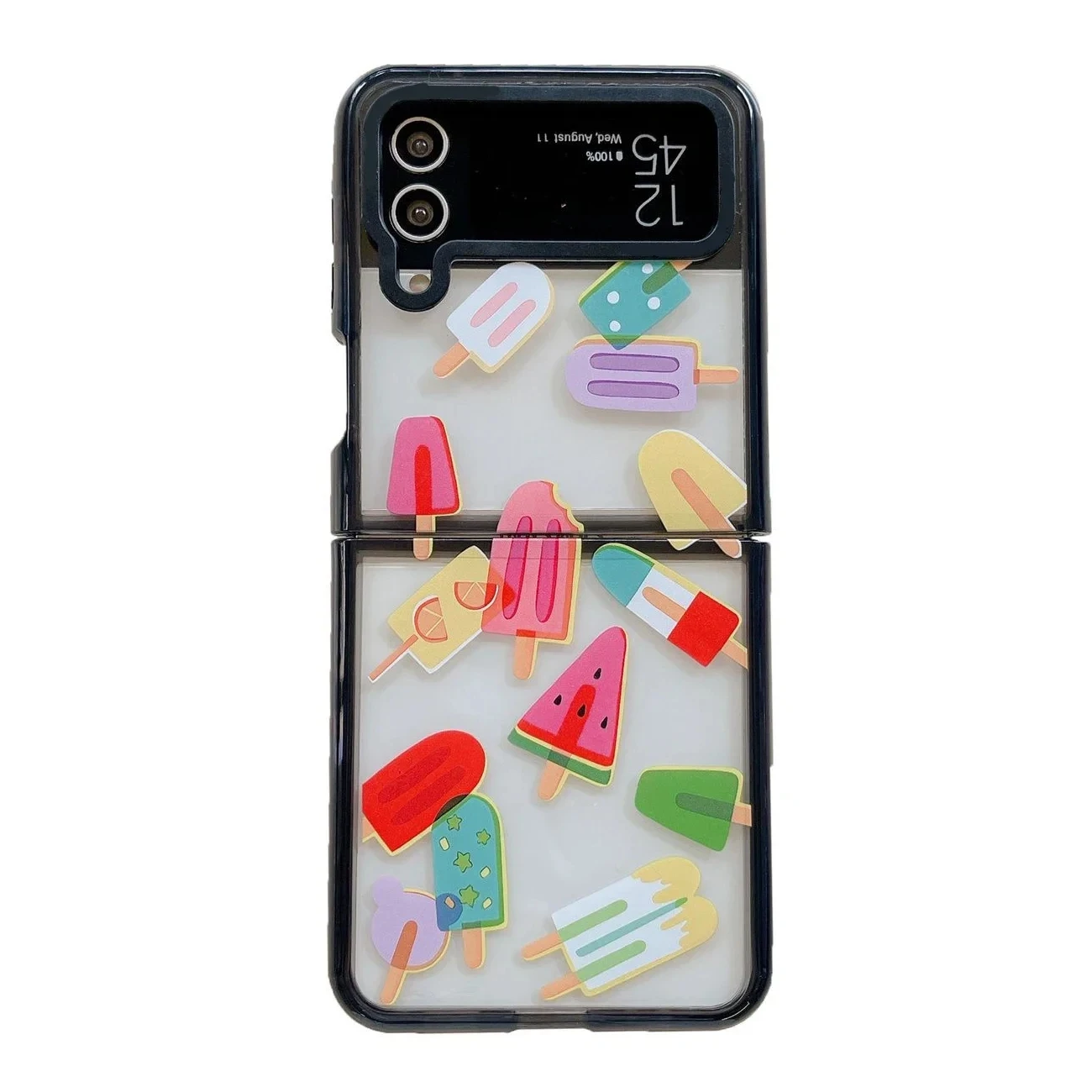 

Black Border Acrylic Watermelon Phone Case for Samsung Galaxy Z Flip 5 4 3 Back Cover for ZFlip3 ZFlip4 ZFlip5 Hard Case Shell
