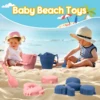 TYRY.HU 8pcs/Set Beach Toys Eco-Friendly Food-Grade Silicone-Fun Summer Outdoor Toys for Kids with Bucket & 4 Color Sand 4
