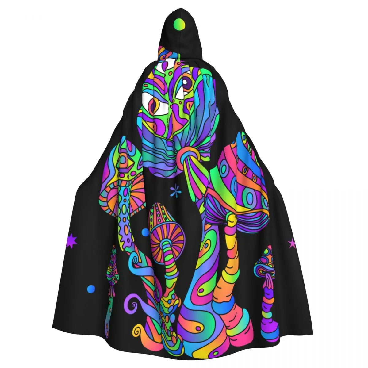 

Colored Mushroom Adult Cloak Cape Hooded Medieval Costume Witch Wicca Vampire Elf Purim Carnival Party