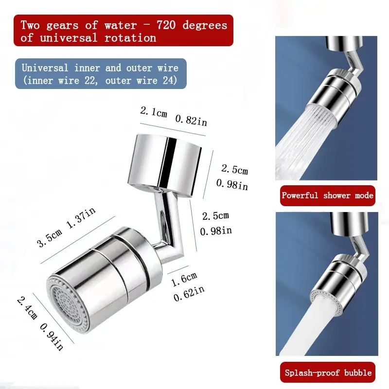 Faucet Extender Kitchen Faucet 720 Degrees Rotatable Spout Extension Spout Bubbler Universal Splash Proof