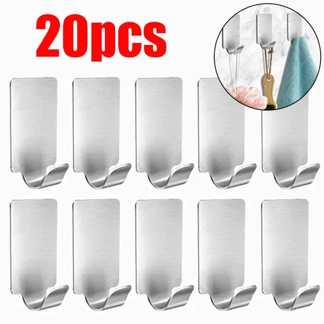 집안 어디든 정리하고 질서를 유지하는 다목적 소형 자체 접착 스테인리스 후크