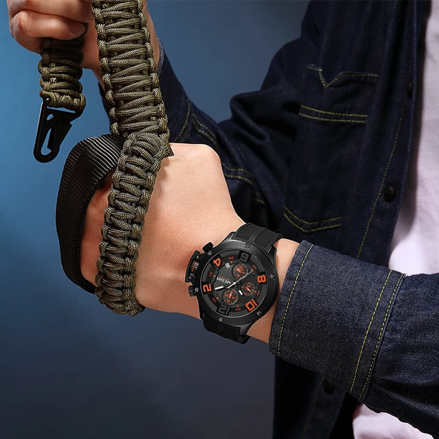 MEGIR Sports Silicone Strap  Quartz Watch for Men Multifunction Waterproof Luminous Chronograph Mens Watches Top Brand Luxury 6