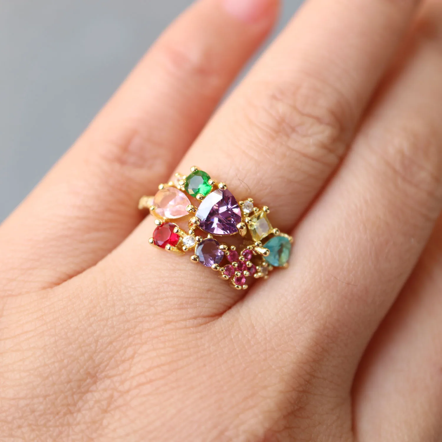 Set Of Rings With Stone Multicolor | Parfois