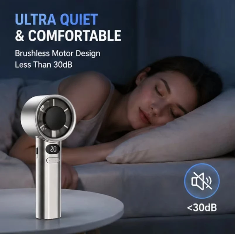 Lenovo Mini Handheld Rechargeable Bladeless Fan with Instant Ice Cooling Mode