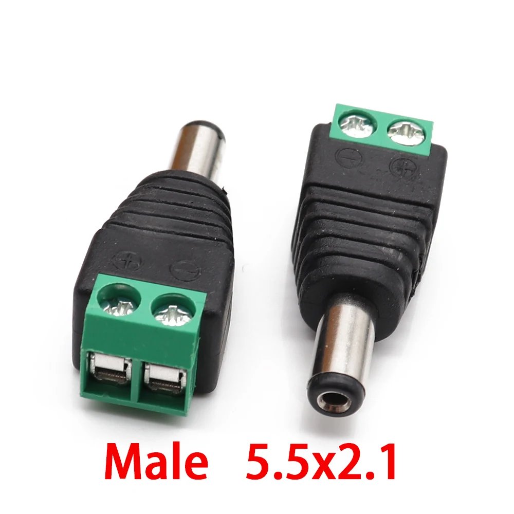 2PCS male and female DC Power plug 5.5 x 2.1MM 5.5*2.5MM 3.5*1.35MM 12V 24V Jack Adapter Connector Plug CCTV 5.5x2.1 2.5 1.35