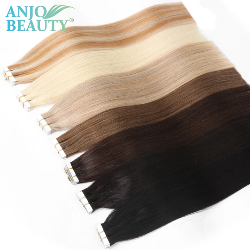 Tape In Human Hair Extensions Invisible Skin Weft Adhesive 14-28 Natural Hair For Women 20pcs/Pack