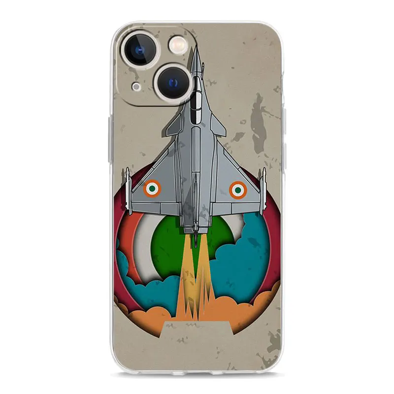 Clear Shockproof Silicone TPU Phone Case with Fighter Plane Design