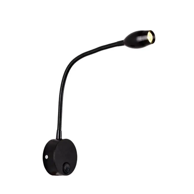 

Focos LED Wall Lamps With Knob Switch dc12v110 220V Silver Bedroom Bedside Reading Light Direction Adjustable Indoor Lighting