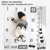 Newborn baby Monthly Growth Milestone Blanket Photography Accessories for Rug baby boy girls props Background Cloth 6