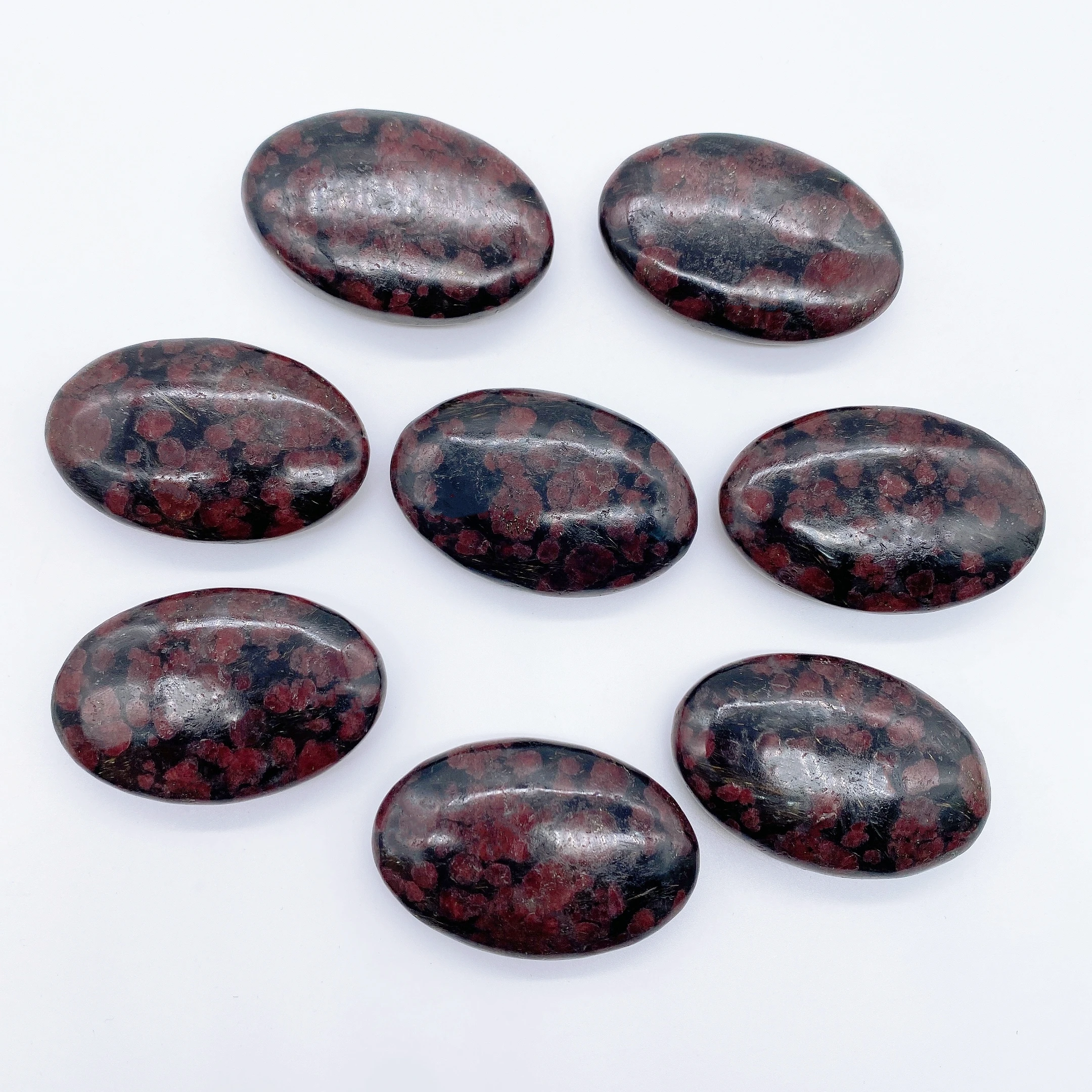 Natural Garnet Quartz Pocket Palm Crystal Stone Thumb Toy Hot Compress Crafts Healing Health Family message tool Home Decor 5
