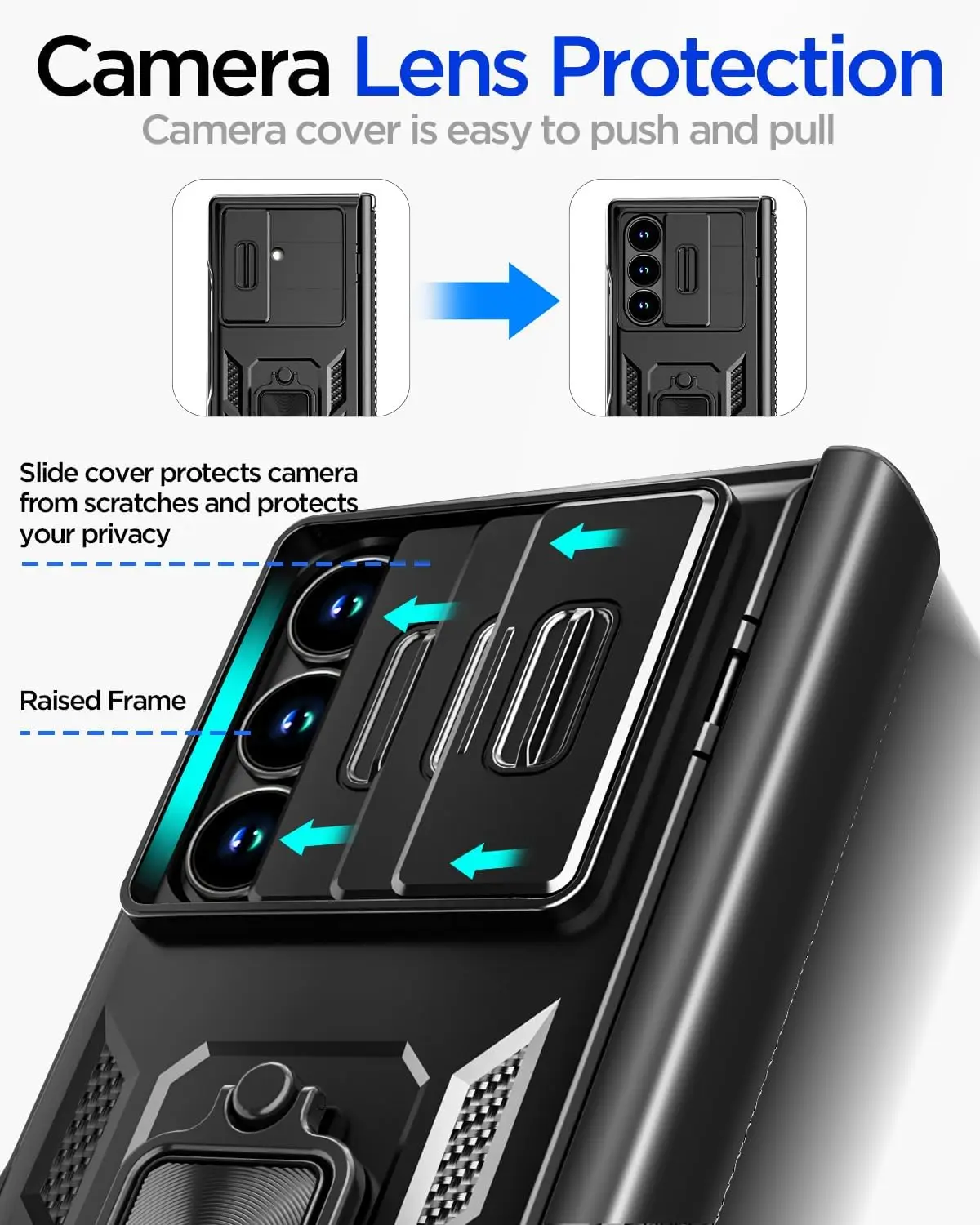 Ultra Protective Kickstand Ring Case with Magnetic Closure - Military Grade Shockproof Cover