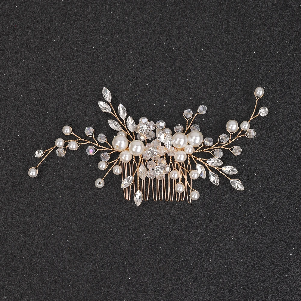 Silver Rose Gold Pearl Hair Comb Handmade Wedding Head Jewelry Women Ornaments Bridal Hair Accessories Trendy Headwear Hair Accessories Bridal Hair Accessories Bridal Jewelry Set
