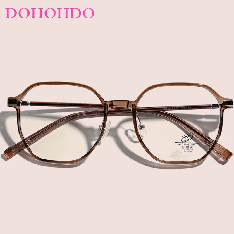 

DOHOHDO Polygon TR90 Ultra-light Fashion Women Men Eyewear Anti Blue Ray Square Eyeglasses Artistic Flat Mirror Computer Glasses