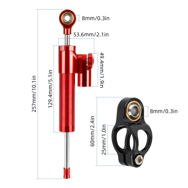 Amortisseur De Direction Moto Universel KIMISS, Alliage D'aluminium Rouge/noir, Installation Facile, Stabilisateur De Direction
