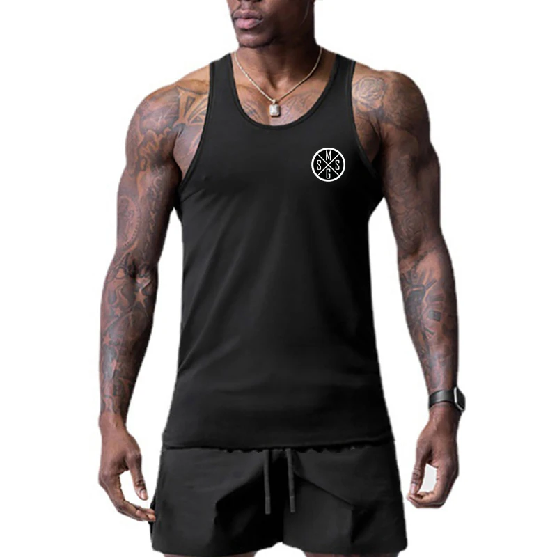 

High Quality Men's Fitness Vest Summer Sports Bottom Undershirt Youth Casual Sleeveless T-Shirt