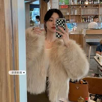 Faux Fur Coat Womens Clothing 2024 New Fashion Casual Imitation Fox Fur Coat Female  Short Loose Comfortable Winter Jacket 1