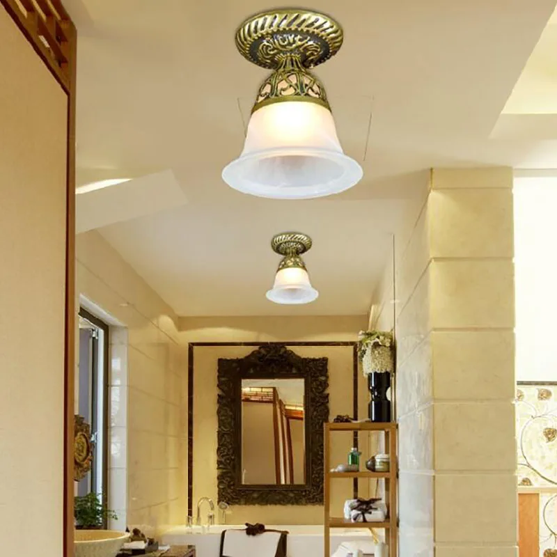 European Ceiling Lights for bedroom/balcony/aisle/kitchen LED Ceiling Lamp E27 glass shade Lighting fixtures AC85-265V