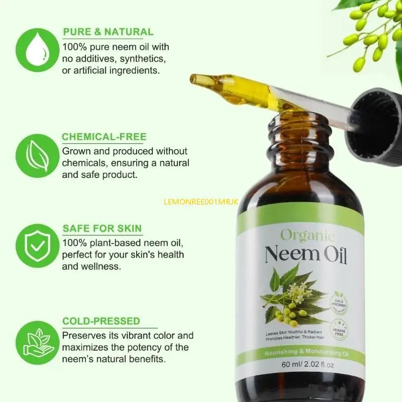 M4YA 60ml Cold Pressed Neem Oil Promote Healthier Hair Organic Neem Oil for Woman