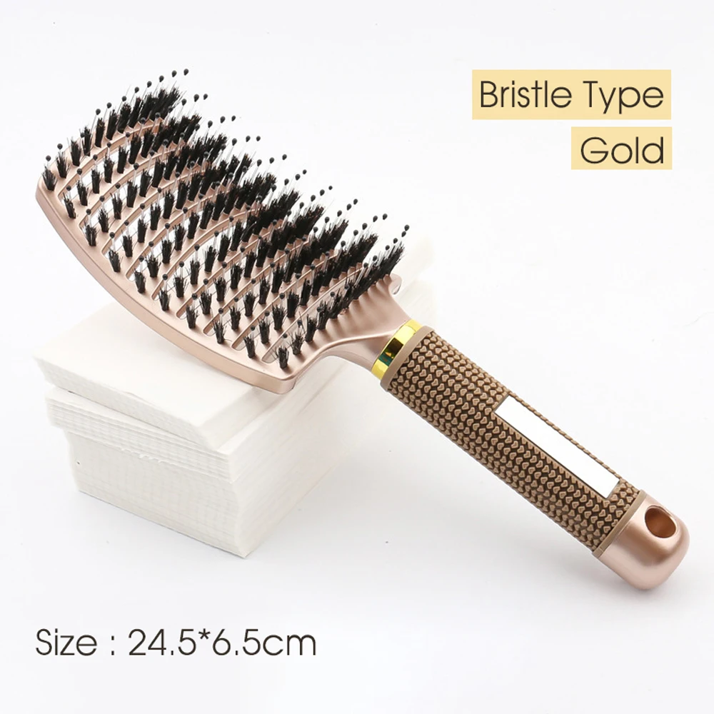Hair Brush Hair Comb Detangling Hair Brush Bristle&Nylon Women Wet Massage Comb Curly Hairdressing Salon Styling Tools 4