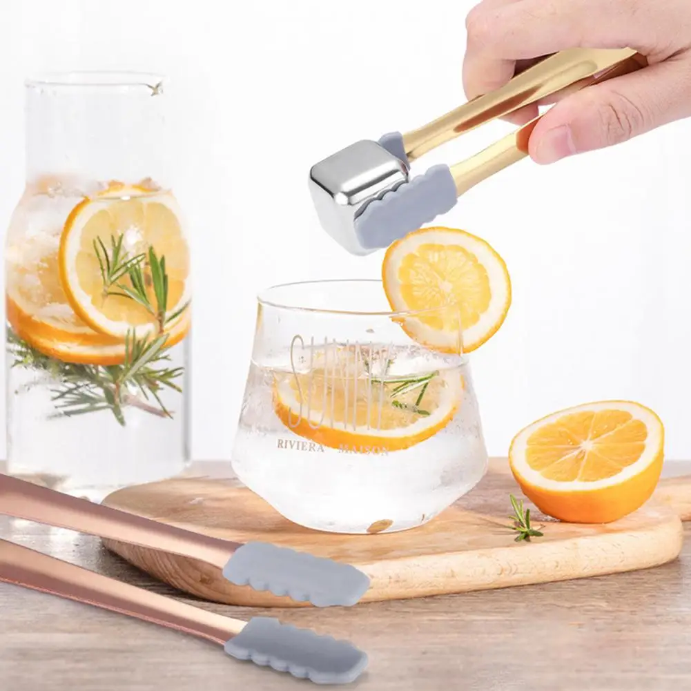 Stainless steel mini food tongs for party kitchen serving cooking ice sugar