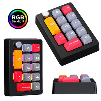 13 Key Wired Macro Programmable Mini Gaming Keyboard Hot Swappable 12RGB Lighting Effects Gaming Mechanical Keyboard with Knobs 3