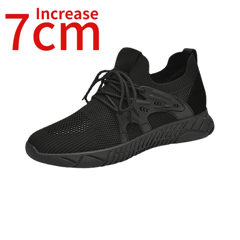 

Spring/Summer Men Increased 7cm Elevated Shoes Mesh Fabric Breathable Shoes Invisible Heightening Shoes Sports Leisure Shoes Men