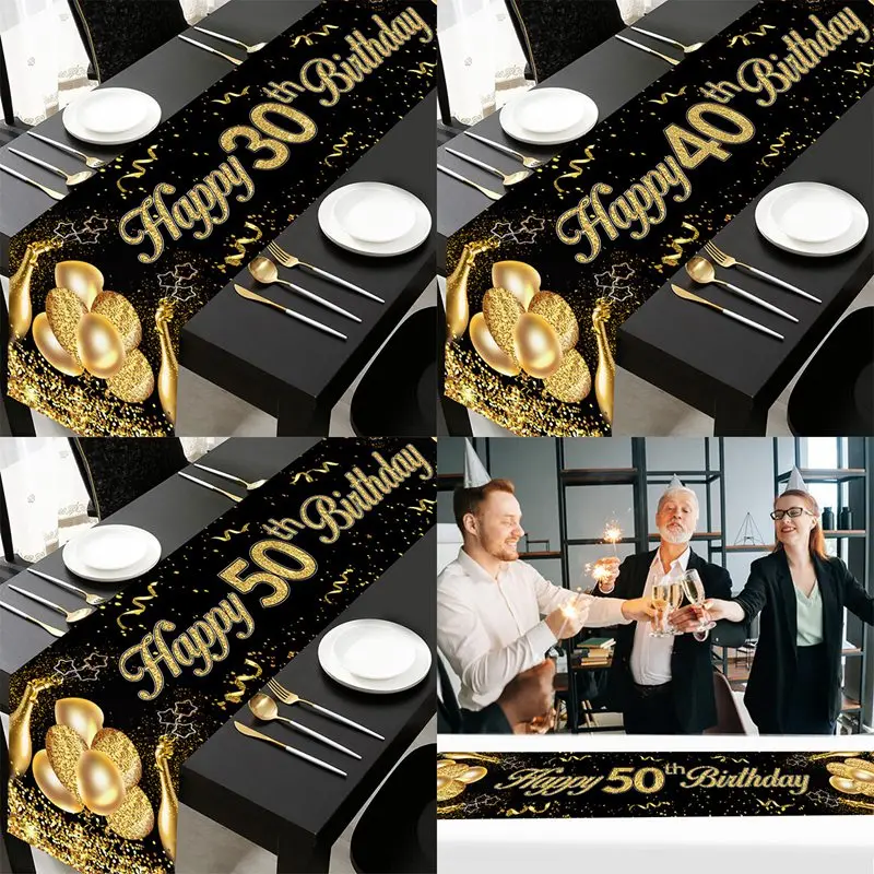 1pc 35*180cm Polyester Table Runner Happy Birthday Party Decoration Table Wedding Jungle Safari Decoration Home Party Supplies