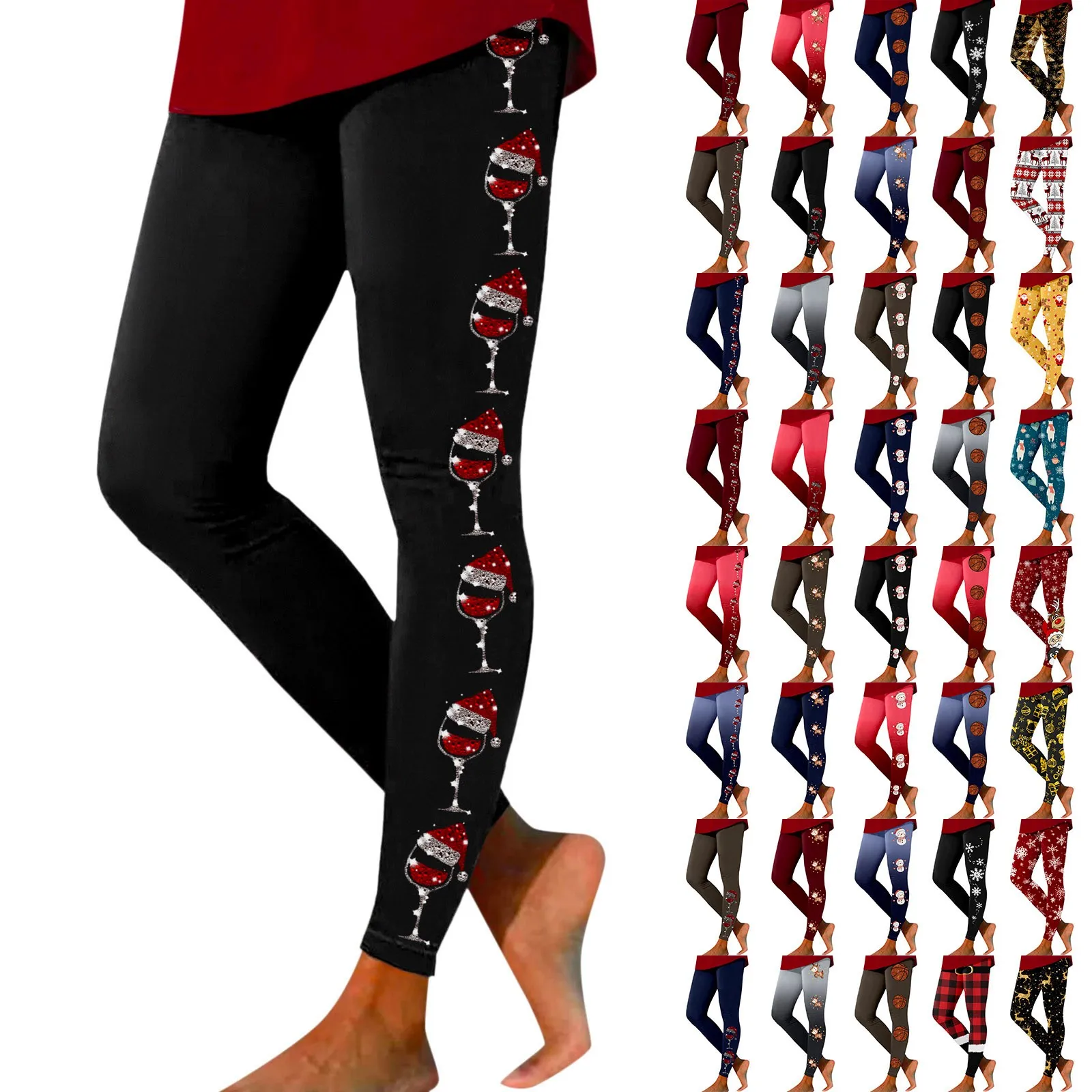 

Christmas Women's Tight Fitting Style Leggings With Elk Snowflake Printed Pattern Decor Fashionable Leggings Clothes For Women