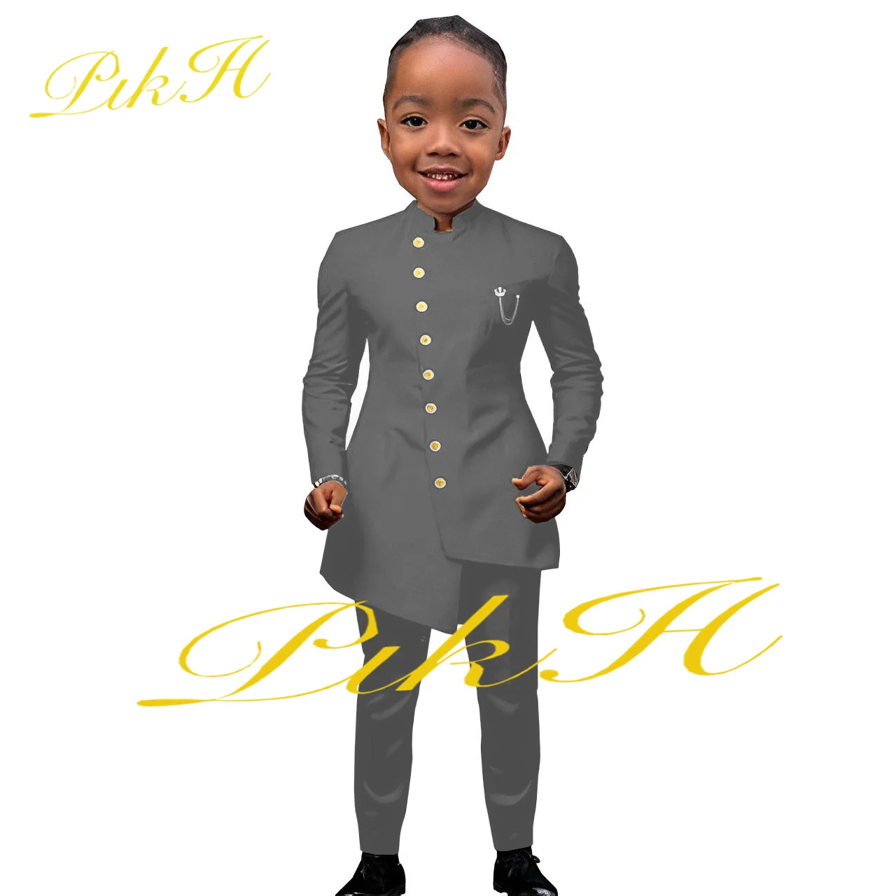 Black Suit for Boys Wedding Tuxedo Indian Style Jacket Pants