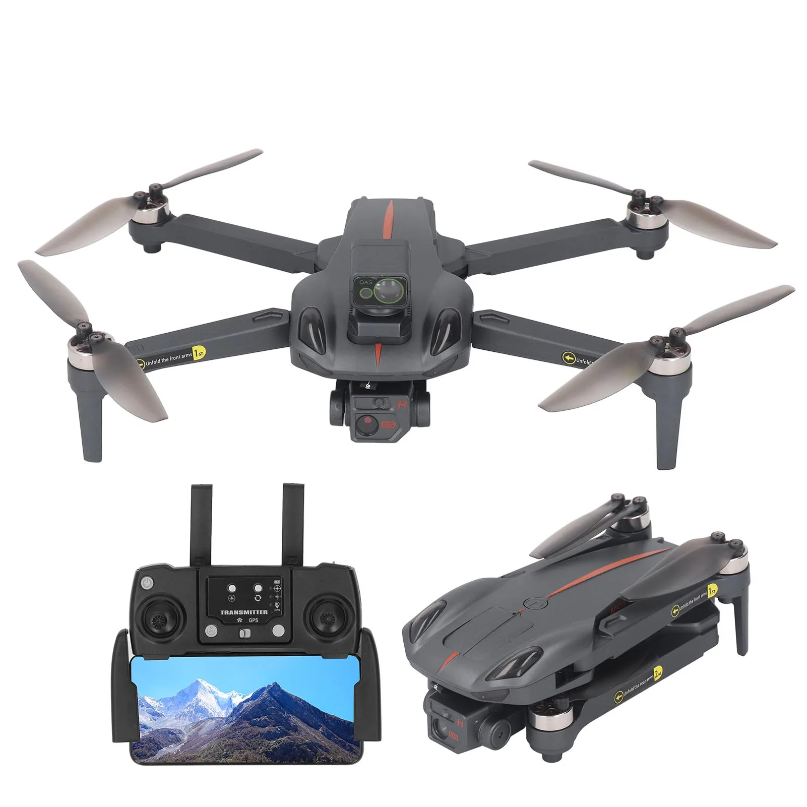 RC Drone 360 Degree Obstacle Avoidance GPS Homing Gravity Induction 50x Zoom Mini RC Quadcopter with 8K HD Dual Camera