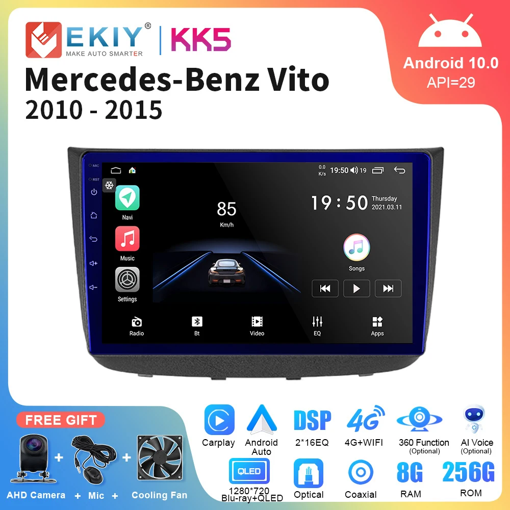 

Автомагнитола EKIY KK5 для Mercedes-Benz Vito 2 W639 2003-2015 мультимедийный плеер на Android Автомагнитола для Carplay стерео 2 Din DVD навигация