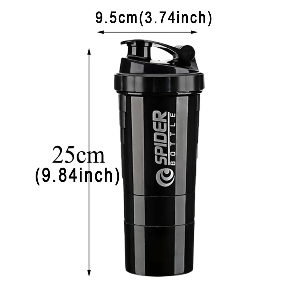 Protein Shaker Cup 3 Layers Shaker Protein Bottle Powder Shake Cup for Body Building Exercise