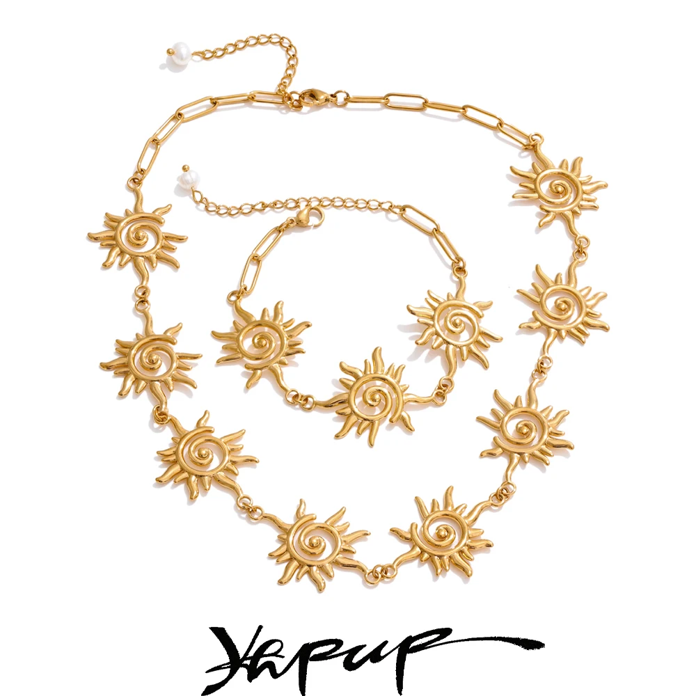 Yhpup Stainless Steel Sun Chain Jewelry Set
