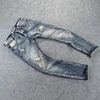 Streetwear Fashion Men Jeans Retro Wash Slim Fit Destroyed Ripped Jeans Men Hole Trousers Patched Vintage Designer Pants Hombre 3