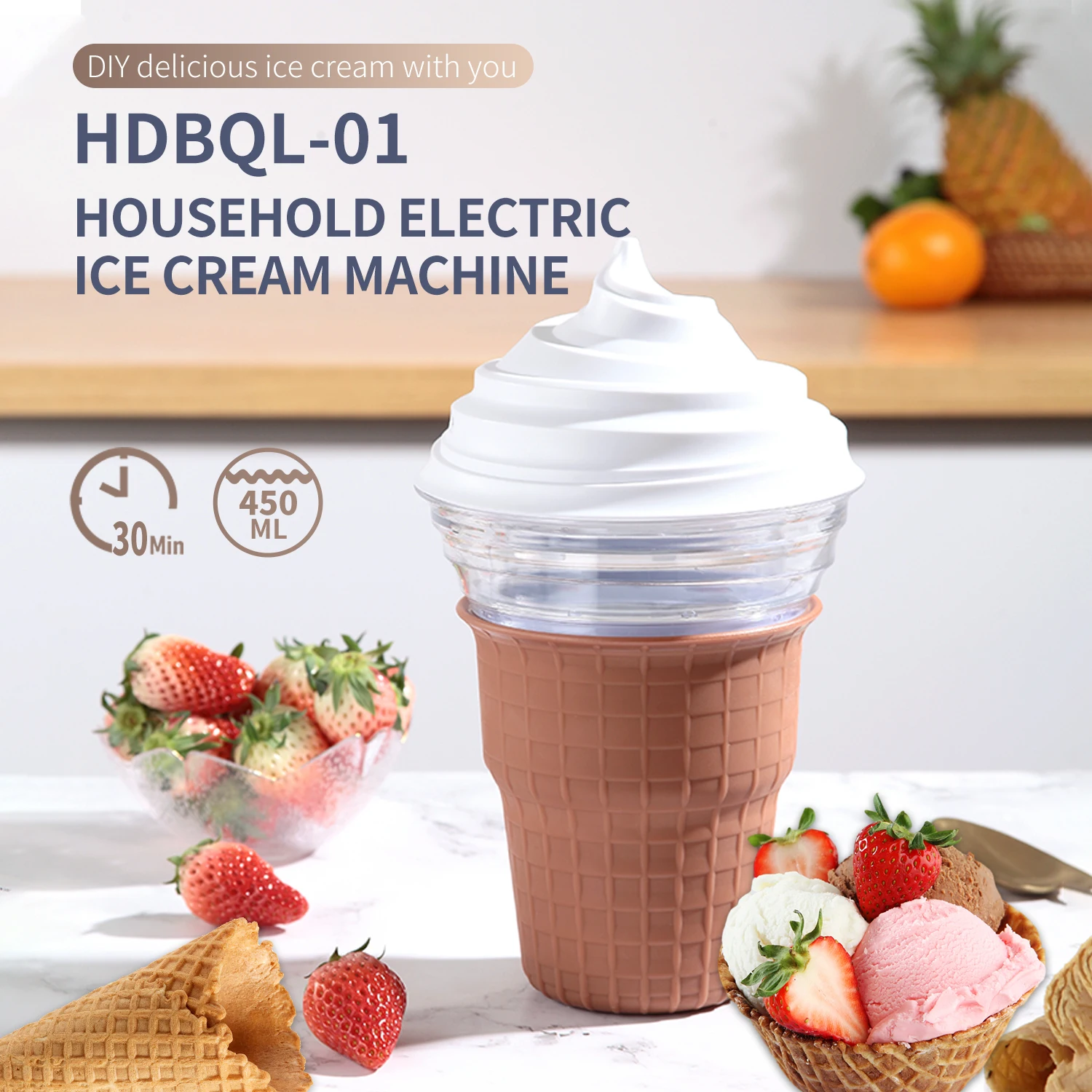Electric Portable Mini Ice Cream Maker Fruit Yogurt Maker Home Appliance Slush Cotton Candy Machine