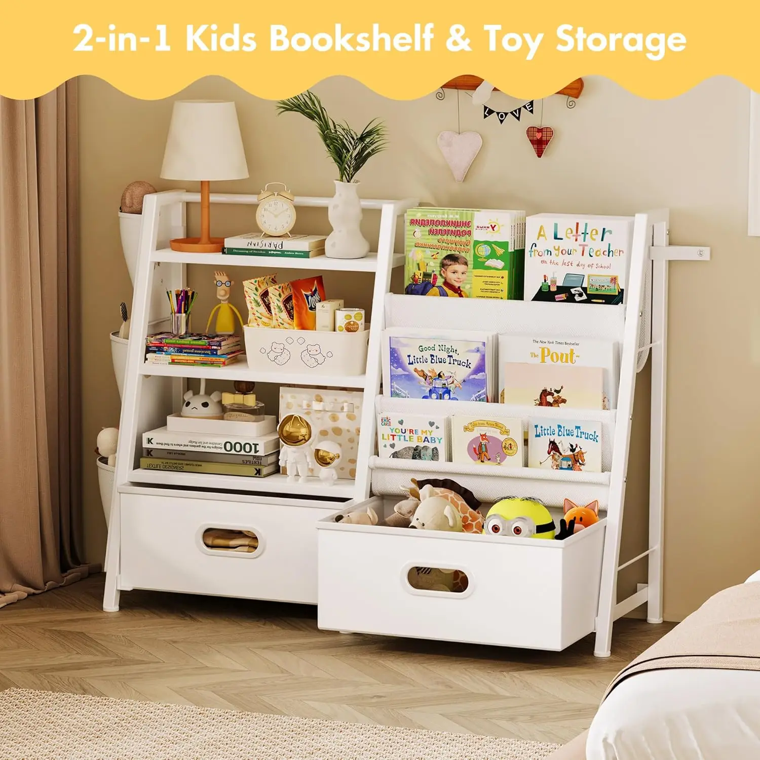 3-Tier Kids Bookcase with Toy Bins 4