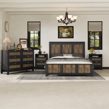 4-Piece Queen Bedroom Set – Platform Bed, Nightstands & Dresser 1