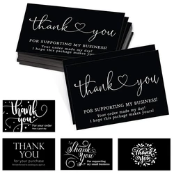 Lot de 30 cartes noires et blanches, carte de remerciement pour le soutien de mon entreprise, décoration de cadeau, emballage de cartes de vœux 
