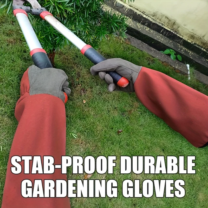 Long Style Gardening Gloves Thorn Proof Gloves Canvas Rose Pruning Garden Gloves with Touch Screen Breathable Work Gloves 4