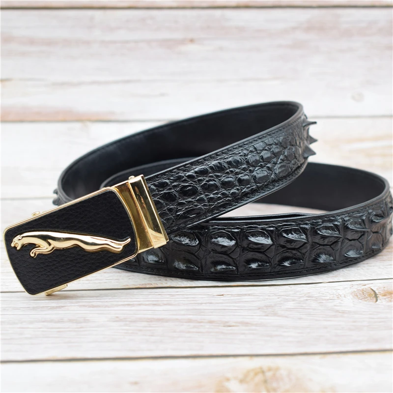 Source Men's Automatic Buckle Genuine Crocodile Leather Belt Men