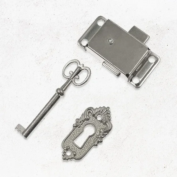 Antique Iron Door Lock Drawer Jewelry Wooden Box Cabinet Cabinet Door Lock + Key Furniture Hardware Dual Color Optional