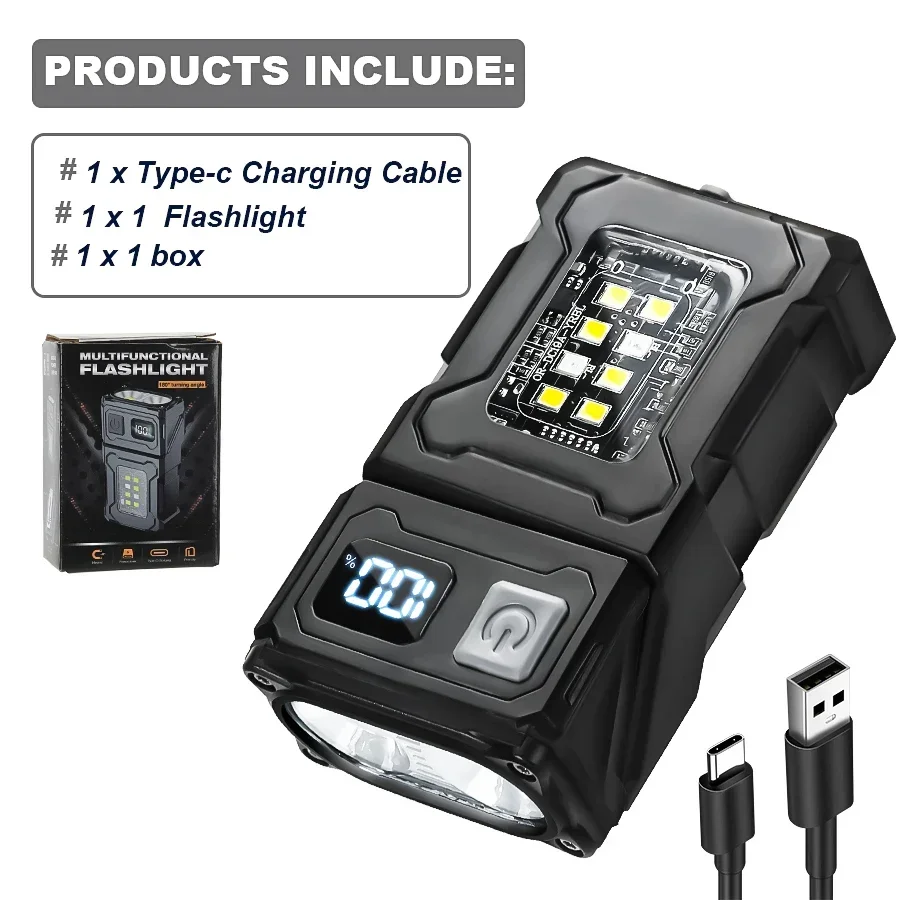 مصباح يدوي للرحلات والتخييم LED قابل لإعادة الشحن