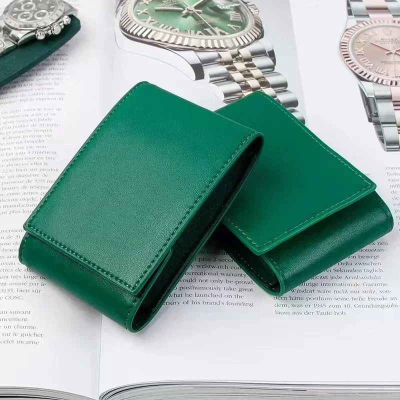 Factory Direct Green Leather Environmental Protection Watch Protective Bag Watch Travel Case Gift Box And Card Can Custom