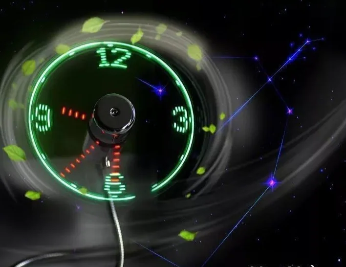 Intelligente Echtzeit-Wohnheim-Schnittstelle holographische Uhr Projektionsventilator Büro kleine Desktop-Beleuchtung_voghion.com