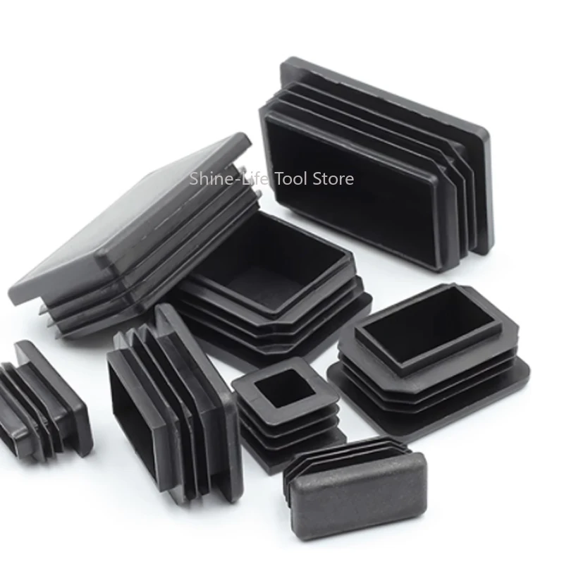 검정색 사각형 플라스틱 블랭킹 엔드 캡 10x10mm100x100mm 사각 튜브 내부 플러그 가구 다리 튜브 파이프 인서트 플러그